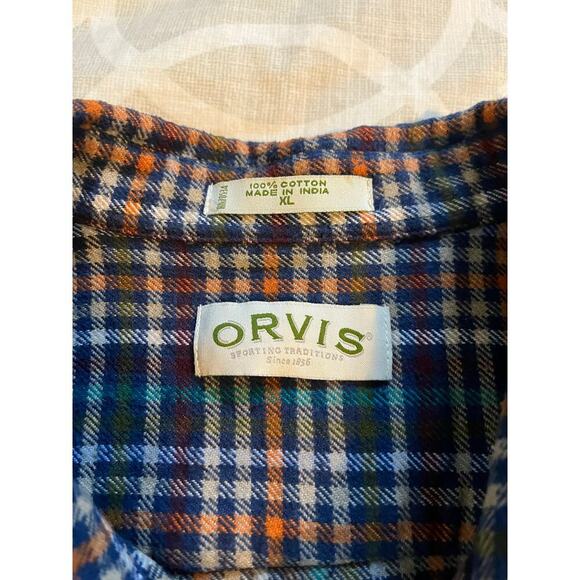 Orvis multicolored plaid check flannel‎ button up men’s X-Large - Picture 3 of 5